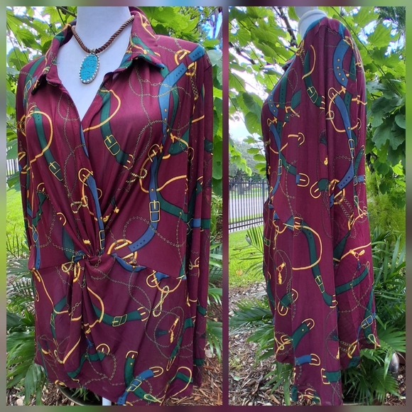 🔥NWT SEXY COUTURE Sheer Patterned Blouse TOP Size 3X & FREE GIFT - Picture 1 of 11